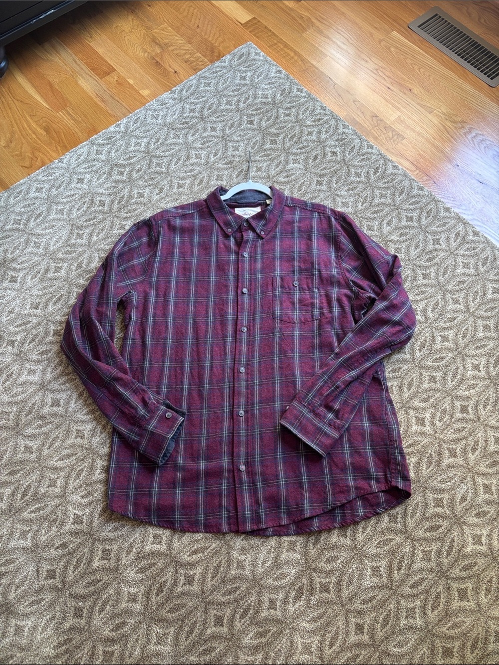 Weatherproof Men's Burgundy Plaid Button-Down Shirt